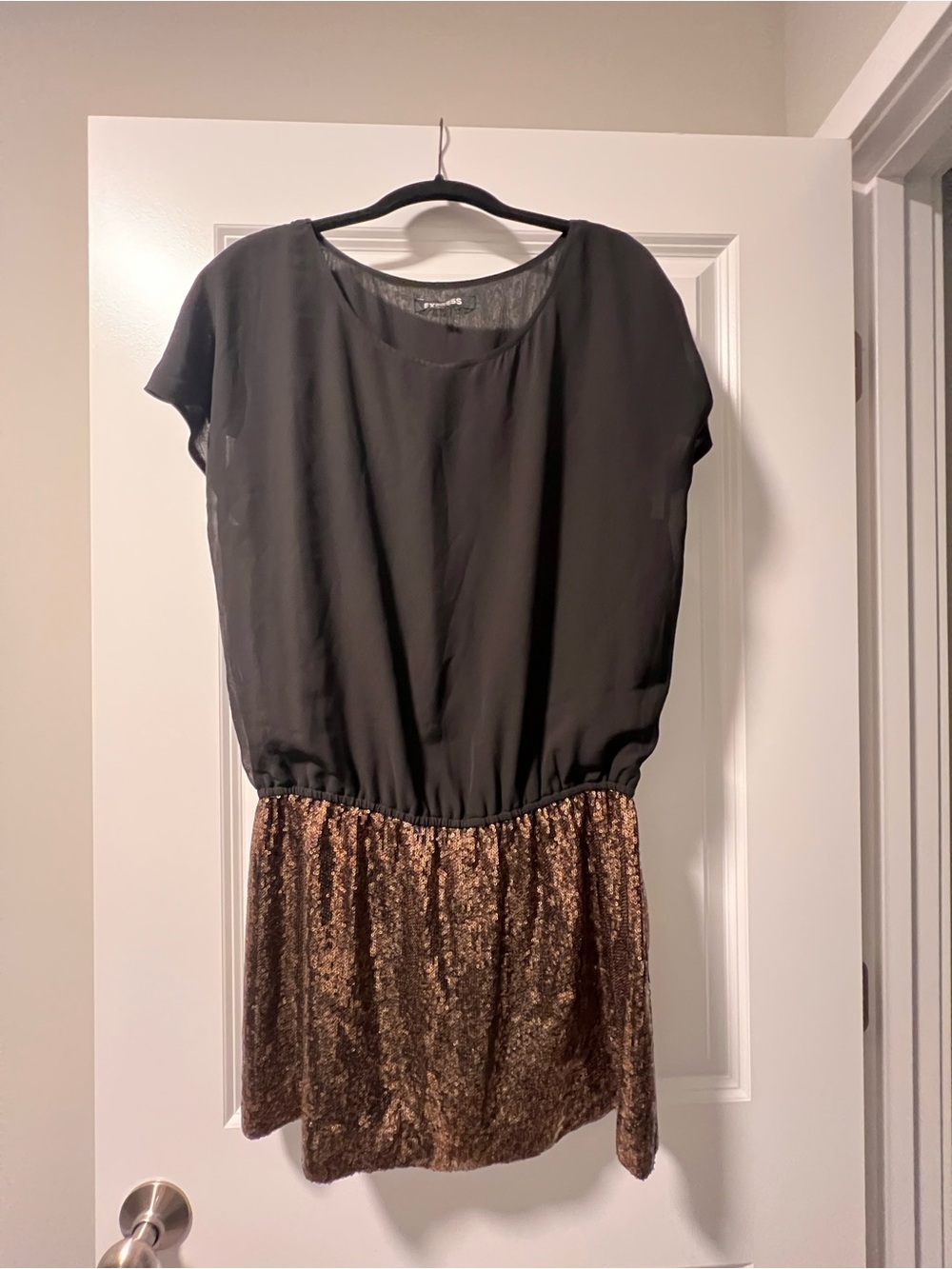 Express Black Dress with Bronze Sequin Skirt